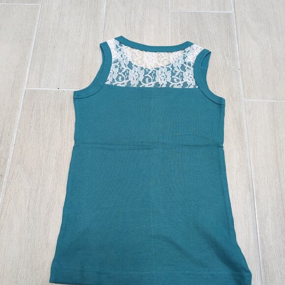 Girls Printed Cute Ribbed Cotton Blend Tank Top With Netted Back ,Soft and comfy - Picture 3 of 3